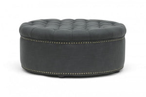 Iglehart Gray Round Modern Tufted Ottoman