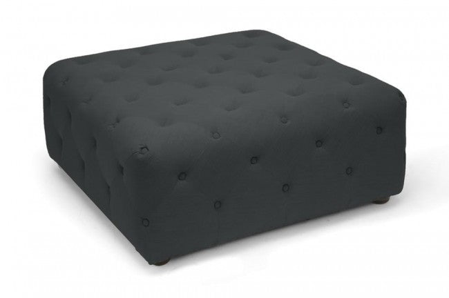 Teague Gray Linen Modern Tufted Ottoman