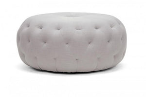 Glazebrook Beige Linen Modern Tufted Ottoman