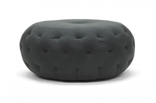 Glazebrook Gray Linen Modern Tufted Ottoman