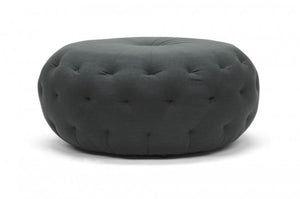 Glazebrook Gray Linen Modern Tufted Ottoman