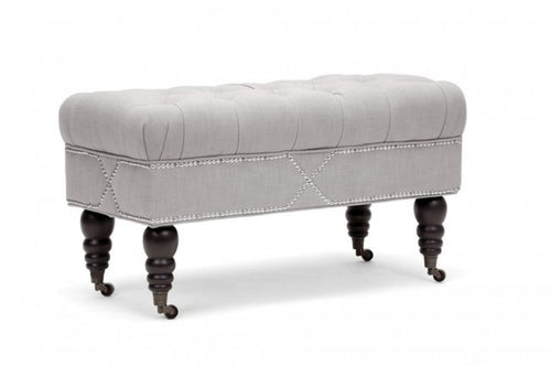 Hildebrand Beige Linen Modern Tufted Bench