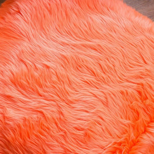 Skyler Orange Faux Fur Cube Accent Pouf