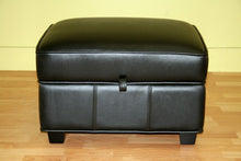 Garland Black Leather Storage Ottoman