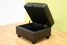 Garland Black Leather Storage Ottoman