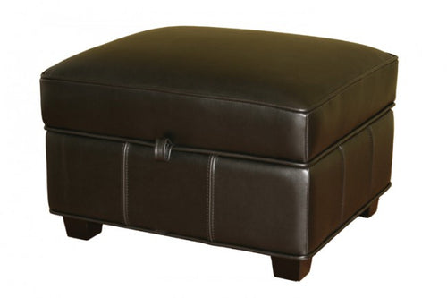 Garland Black Leather Storage Ottoman