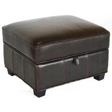 Garland Dark Brown Leather Storage Ottoman