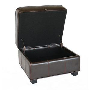 Garland Dark Brown Leather Storage Ottoman