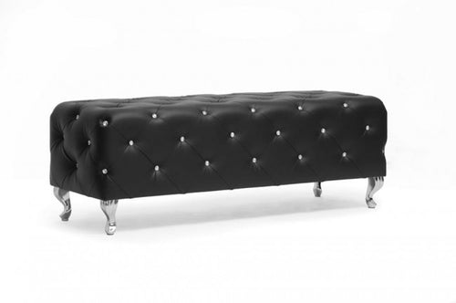 Stella Crystal Tufted Black Modern Bench