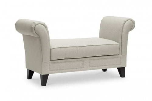 Marsha Beige Linen Modern Scroll Arm Bench