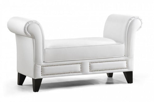 Marsha White Modern Scroll Arm Bench