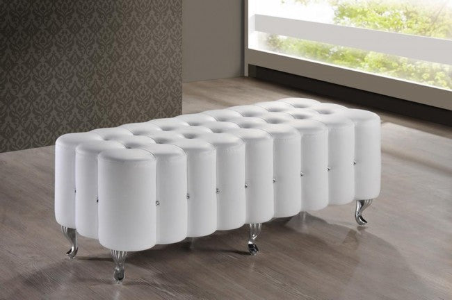 Constellations White Modern Tufted Bench