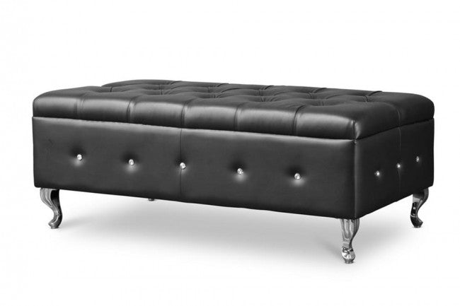 Berkem Black Modern Tufted Bench