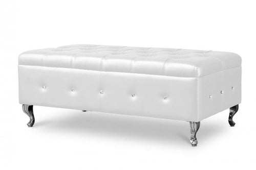 Berkem White Modern Tufted Bench