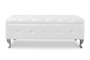 Berkem White Modern Tufted Bench