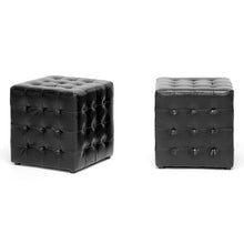 Faline Black Modern Cube Ottoman (Set of 2)
