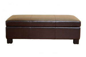 Marcelino Dark Brown Leather Storage Ottoman