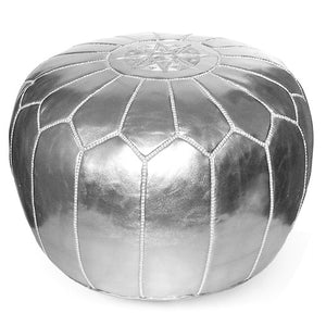 Ikram Design Metallic Silver Moroccan Pouf