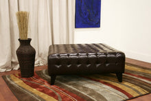 Beauregard Dark Brown Leather Square Ottoman