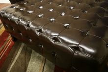 Beauregard Dark Brown Leather Square Ottoman