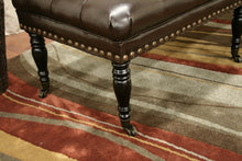 Faramond Dark Brown Bonded Leather Wheeled Bench