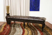 Faramond Dark Brown Bonded Leather Wheeled Bench