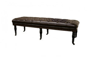 Faramond Dark Brown Bonded Leather Wheeled Bench