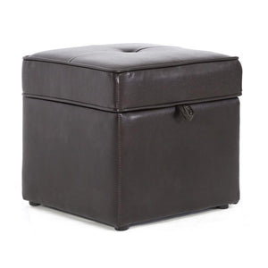 Silvana Dark Brown Faux Leather Storage Ottoman