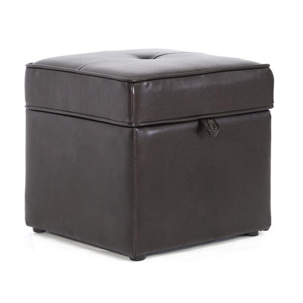 Silvana Dark Brown Faux Leather Storage Ottoman