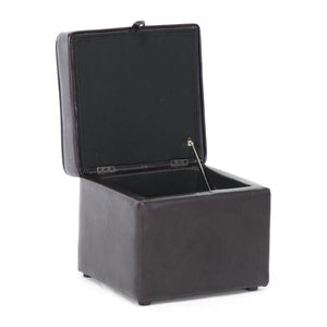 Silvana Dark Brown Faux Leather Storage Ottoman