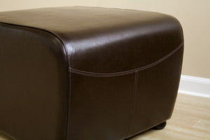 Oriane Dark Brown Leather Ottoman