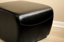 Oriane Black Leather Ottoman