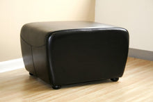 Oriane Black Leather Ottoman