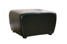 Oriane Black Leather Ottoman