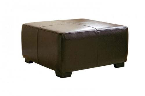 Sansone Dark Brown Square Leather Ottoman