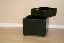 Bastien Black Leather Storage Ottoman