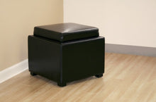 Bastien Black Leather Storage Ottoman