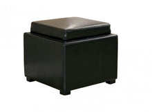 Bastien Black Leather Storage Ottoman