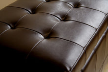 Aude Dark Brown Tufted Leather Storage Ottoman