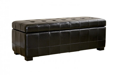 Aude Black Tufted Leather Storage Ottoman