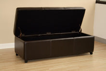 Perrin Dark Brown Leather Storage Ottoman Bench