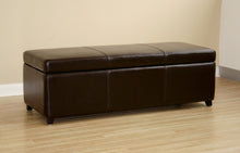 Perrin Dark Brown Leather Storage Ottoman Bench
