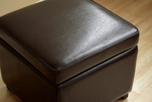 Emeric Dark Brown Square Leather Storage Ottoman