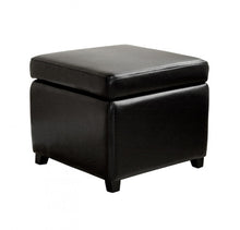 Emeric Black Square Leather Storage Ottoman