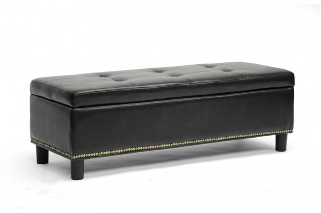 Lucero Black Modern Storage Ottoman Bench