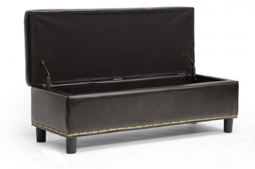 Lucero Dark Brown Modern Storage Ottoman Bench