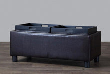 Billiard Brown Tray Storage Ottoman