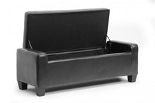 Manchester Black Leather Storage Ottoman Bench