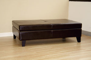 Mireio Dark Brown Leather Storage Ottoman