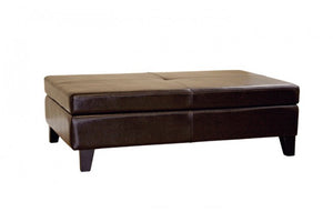 Mireio Dark Brown Leather Storage Ottoman